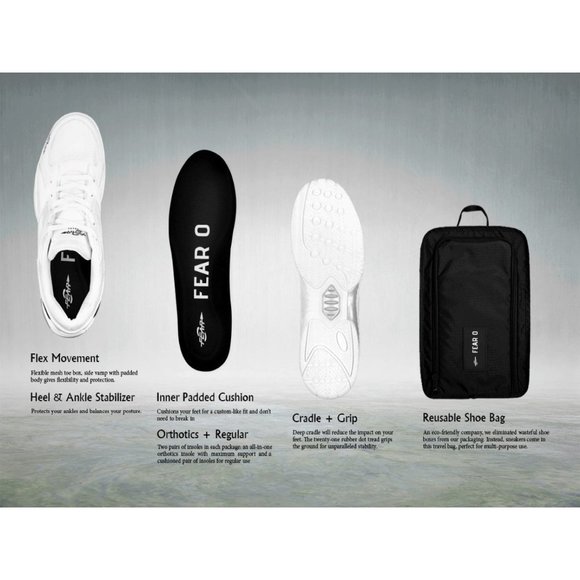 Fear0 NJ High Arch Aggressive Firm Support Orthopedic Black Sneakers Men 10/10.5 - Picture 2 of 11